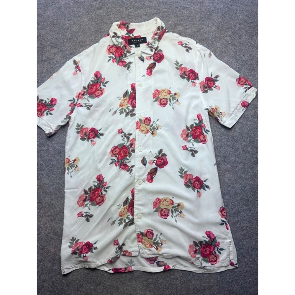 Vintage PacSun Los Angeles Floral Button-Up Short Sleeves Shirt - Size S (A220)